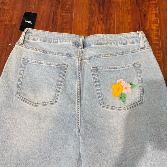 Disney Mickey Minnie Mouse Floral Jeans Lite Blue Size 36 Preowned New Condition - Picture 7 of 11